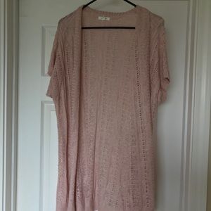 Long Pink Short Sleeve Cardigan